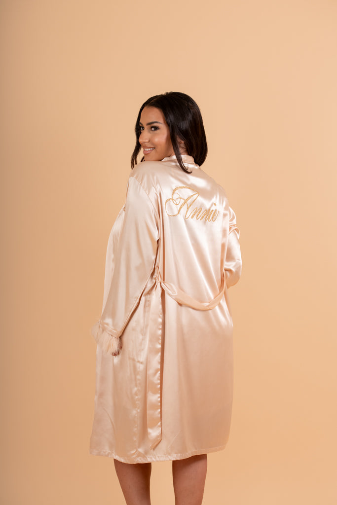 KIMONO À PLUME & NUISETTE PERSONNALISÉ NUDE