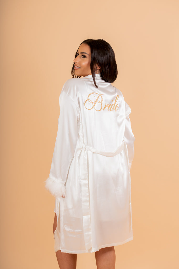 KIMONO À PLUME & NUISETTE PERSONNALISÉ BLANC
