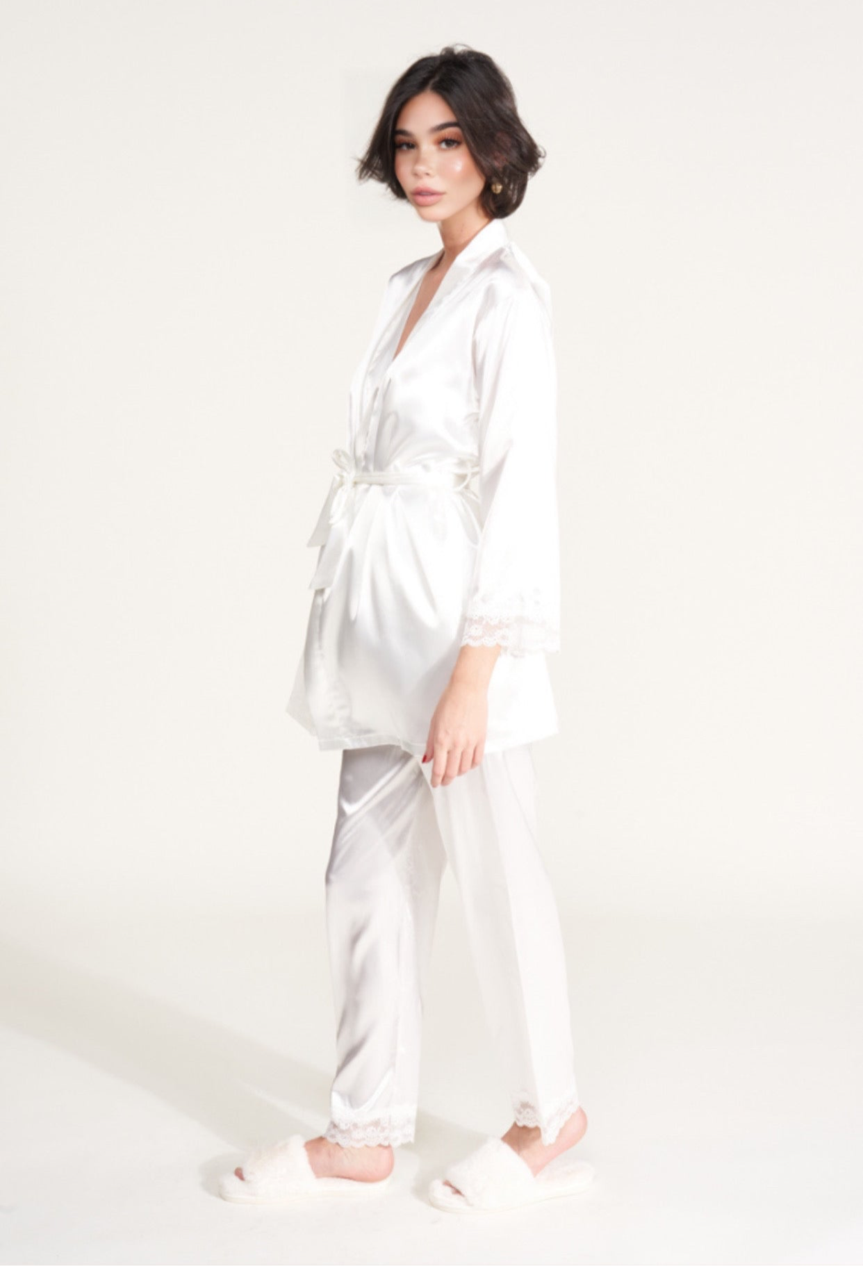 ENSEMBLE 3 PIÈCES DENTELLE PERSONNALISÉ BLANC