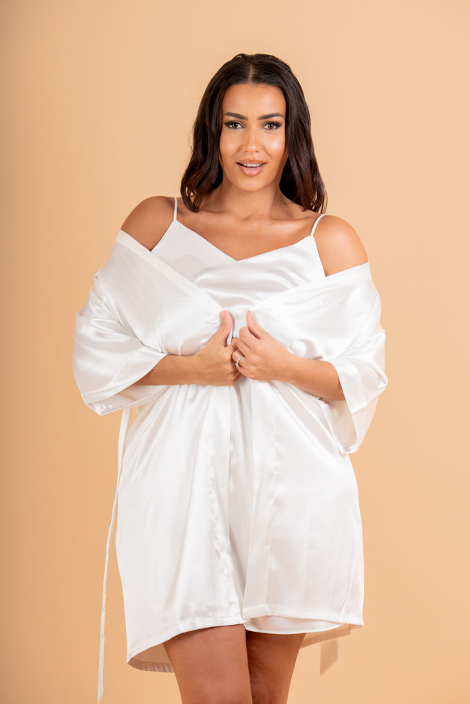 BRIDAL BOX II - ENSEMBLE KIMONO NUISETTE ET CHAUSSONS