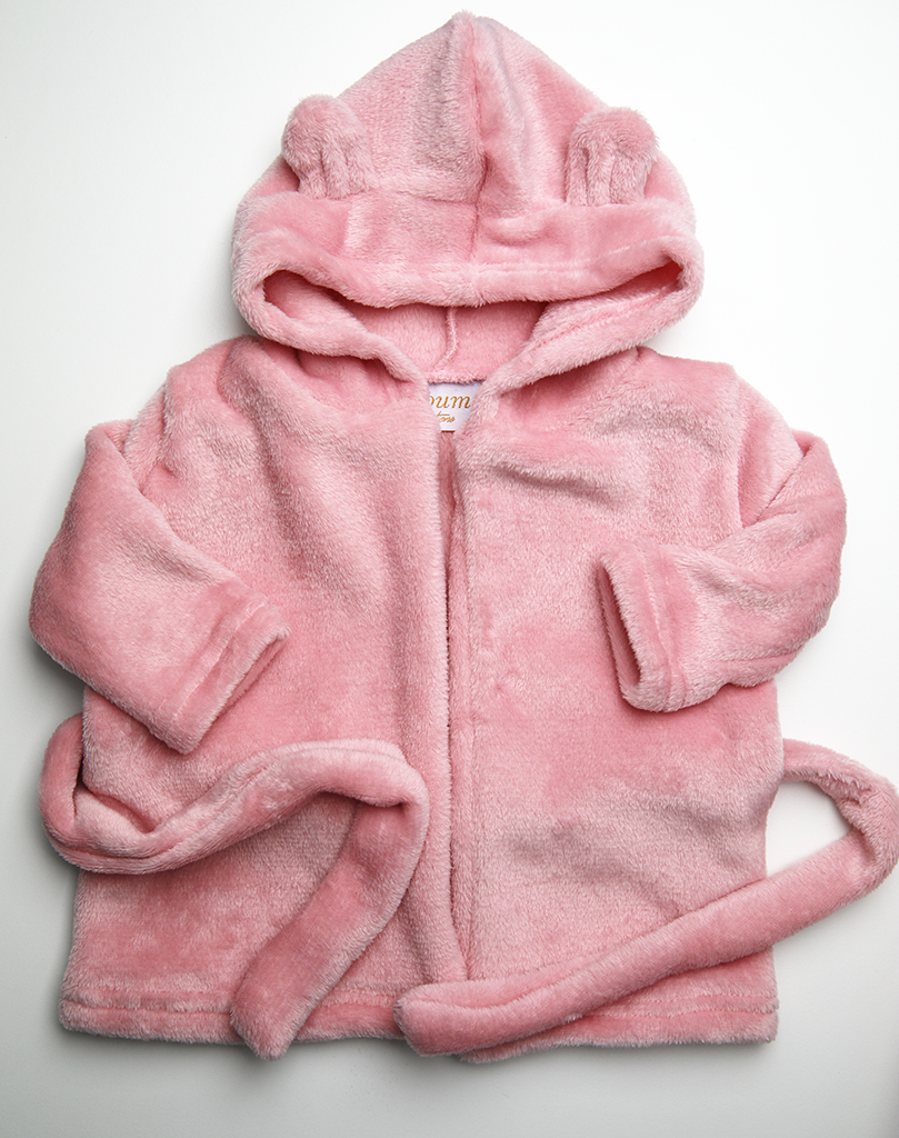 PEIGNOIR PILOU BÉBÉ ROSE PERSONNALISÉ