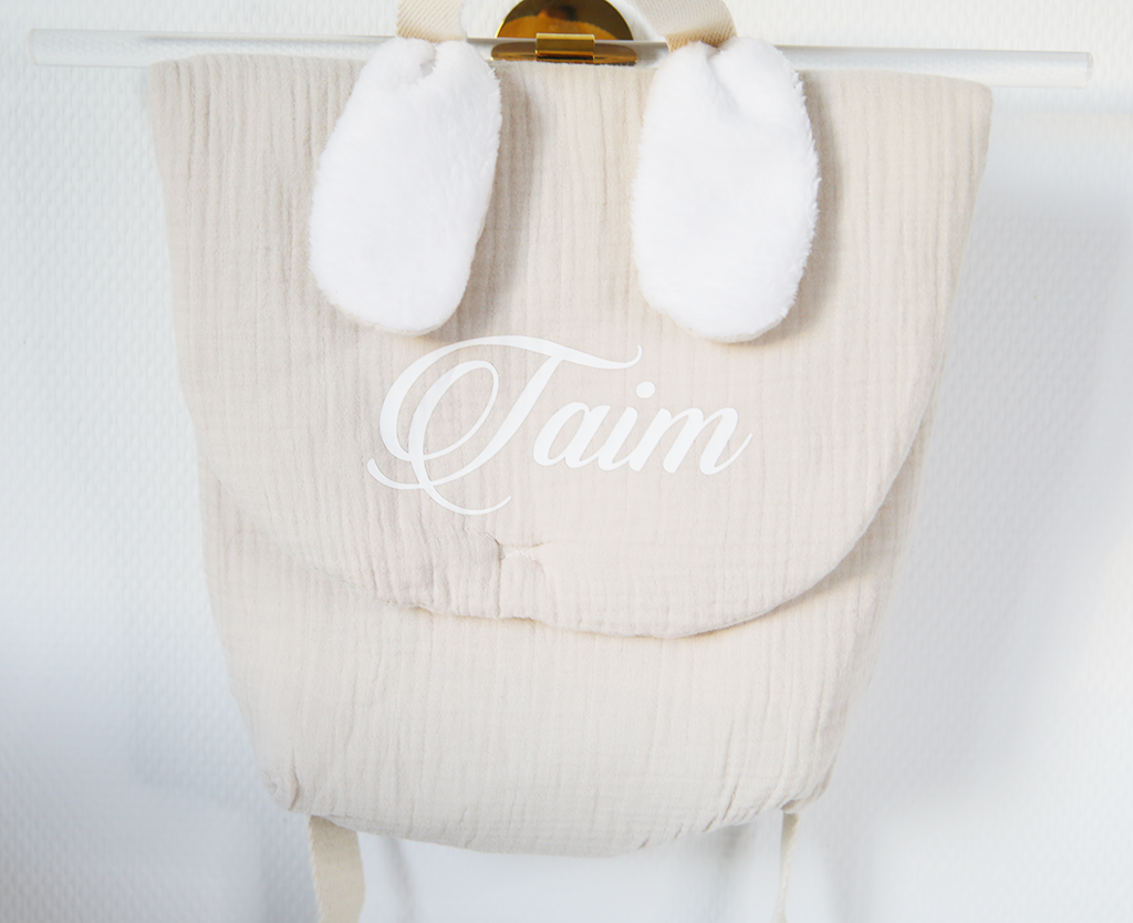 SAC À DOS GAZE DE COTON PERSONNALISÉ BEIGE