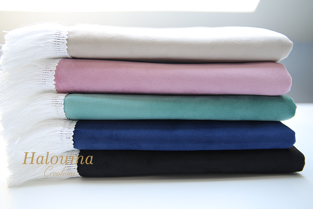 TAPIS DE PRIÈRE VELOURS BEIGE PERSONNALISÉ