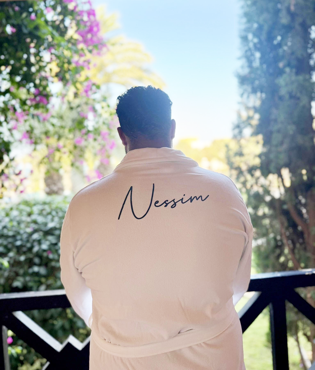 PEIGNOIR DE BAIN BLANC HOMME PERSONNALISÉ